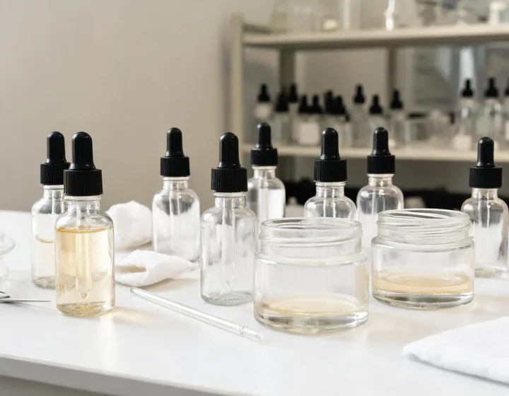 skin essence on a cosmetics bench, illustration only
